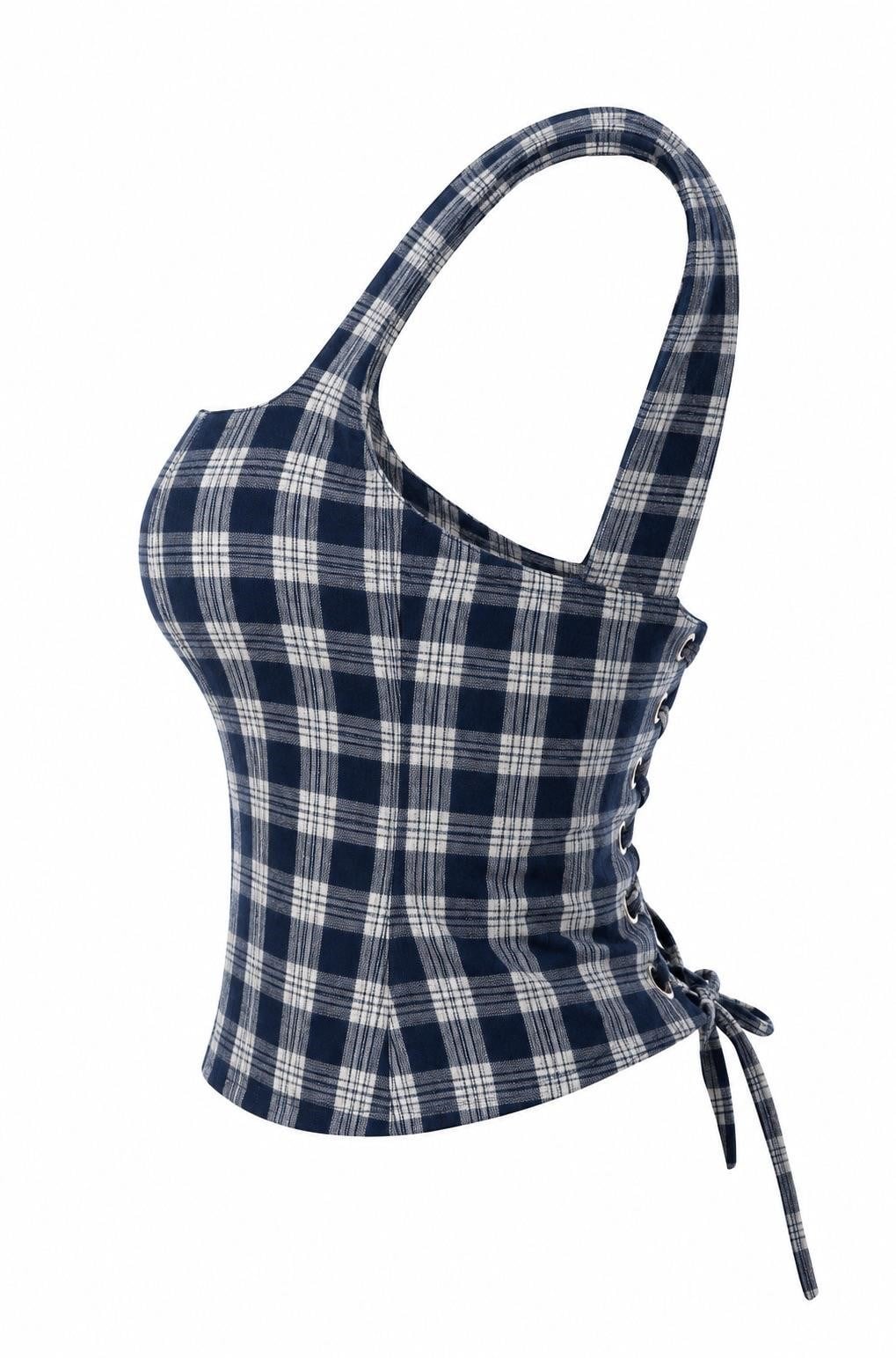 Plaid Büstiyer Lacivert