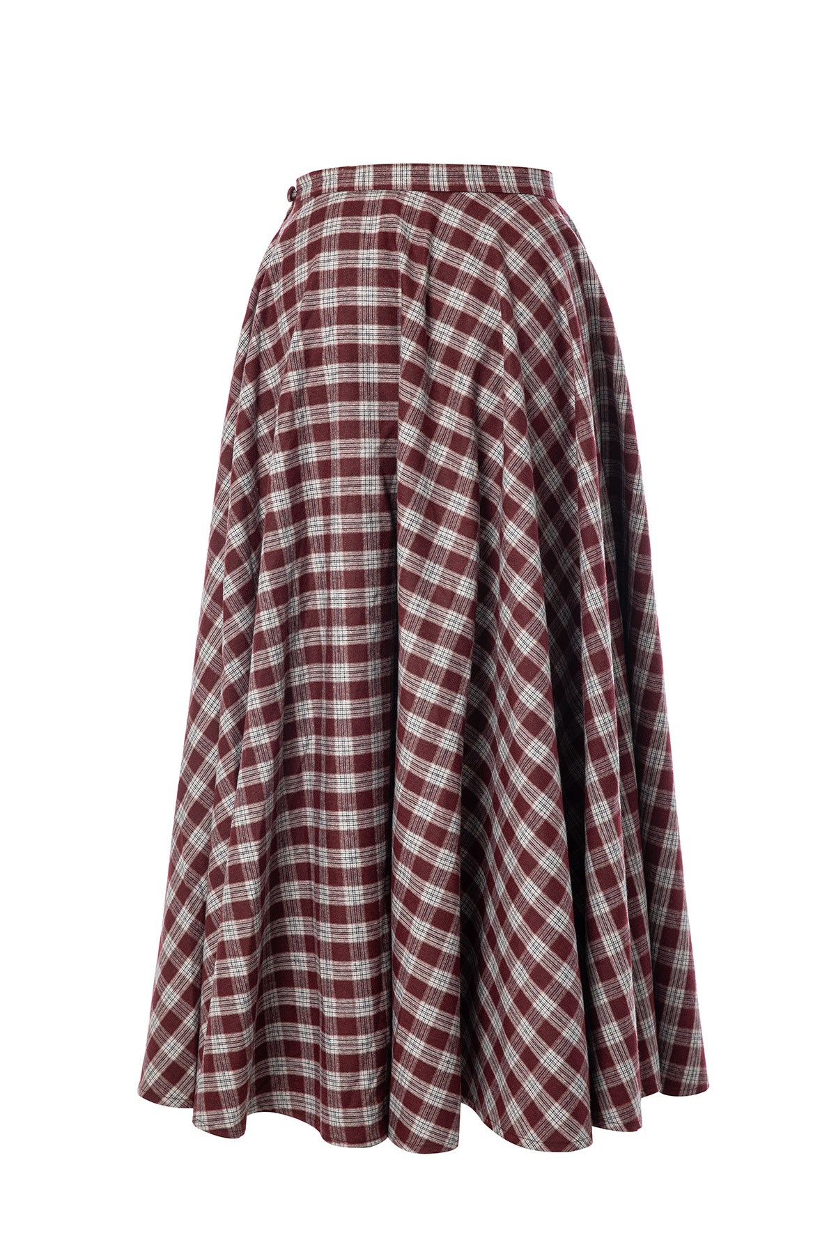 Plaid Etek Bordo