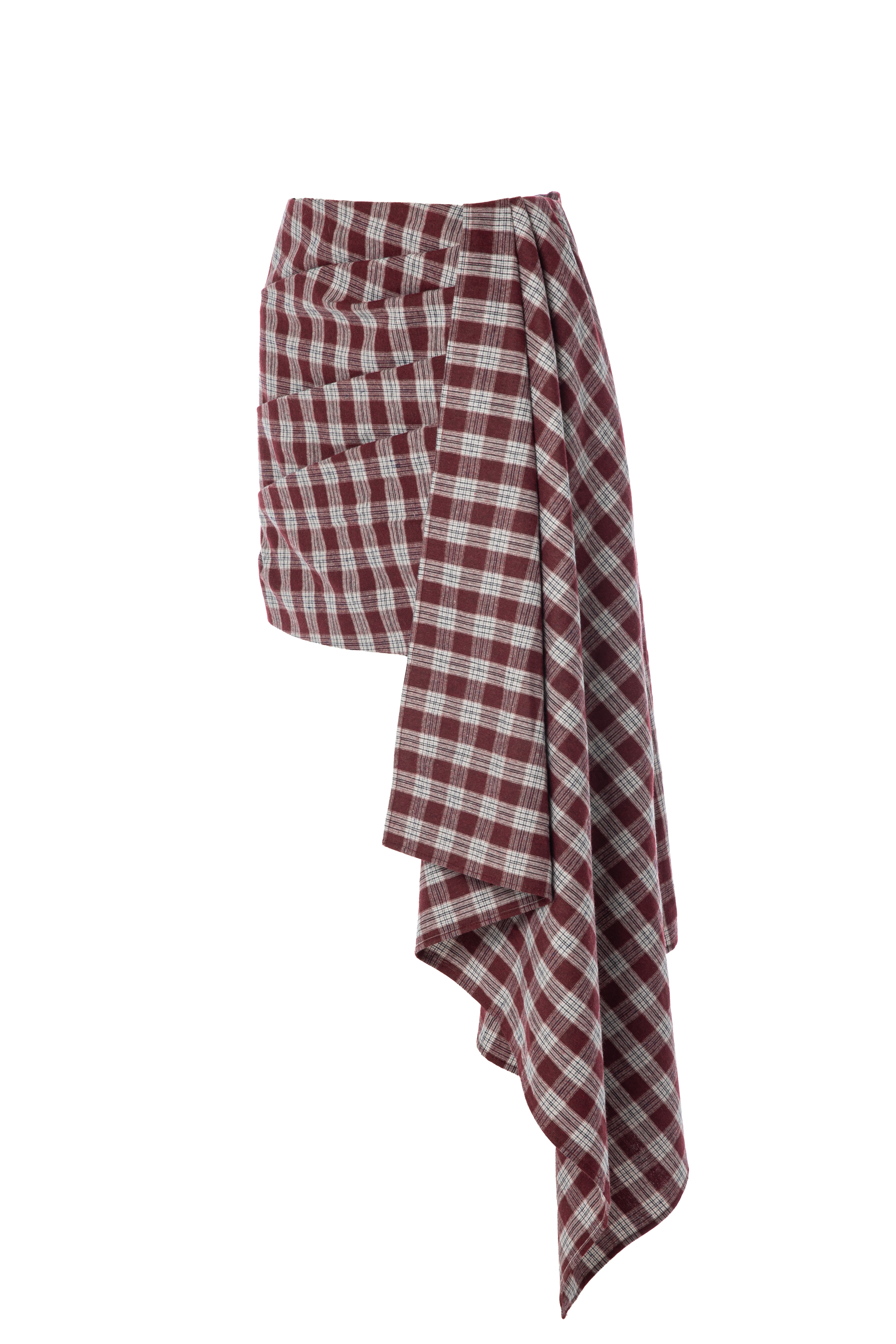 Plaid Mini Etek Bordo