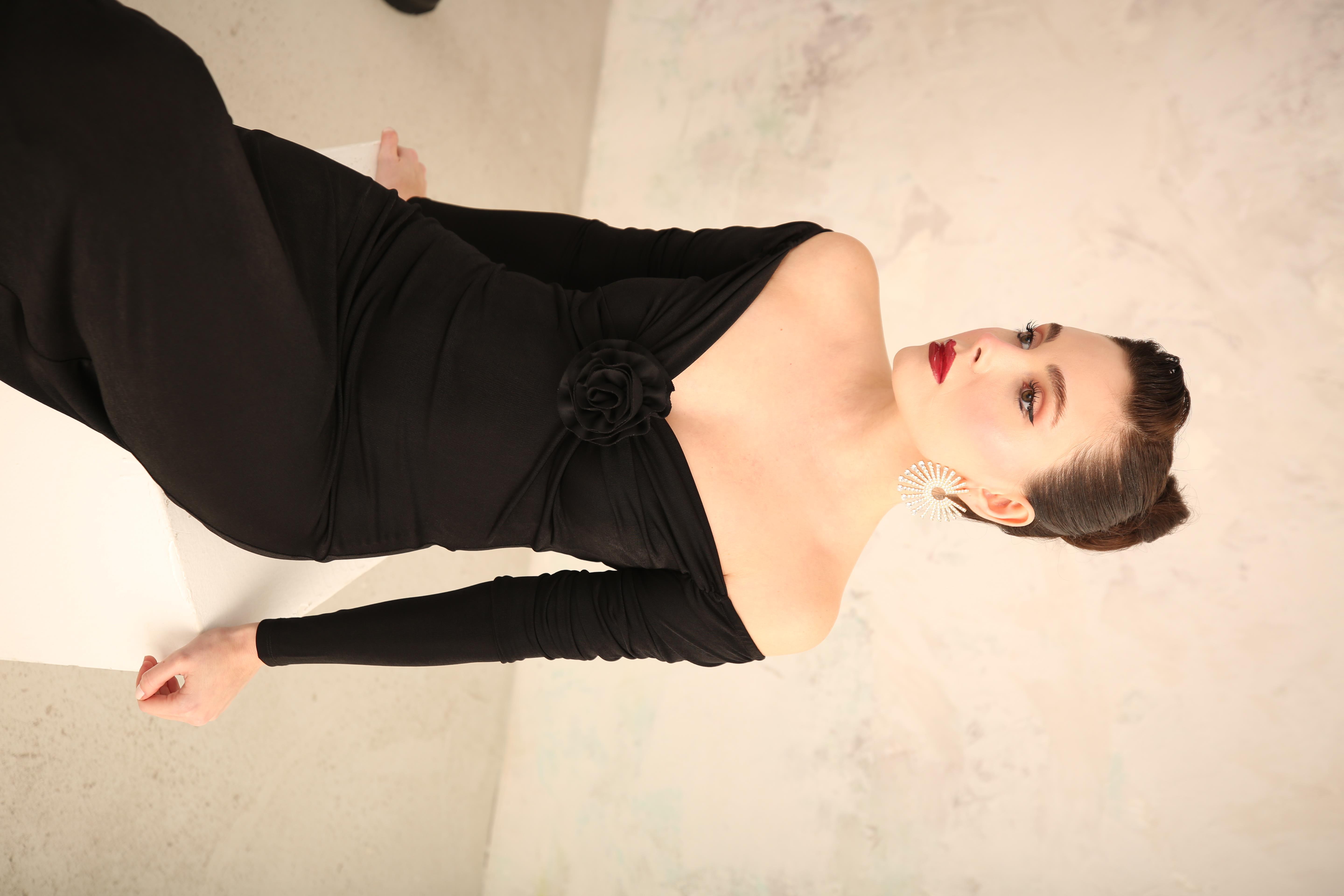 Rosalin Night Dress Siyah
