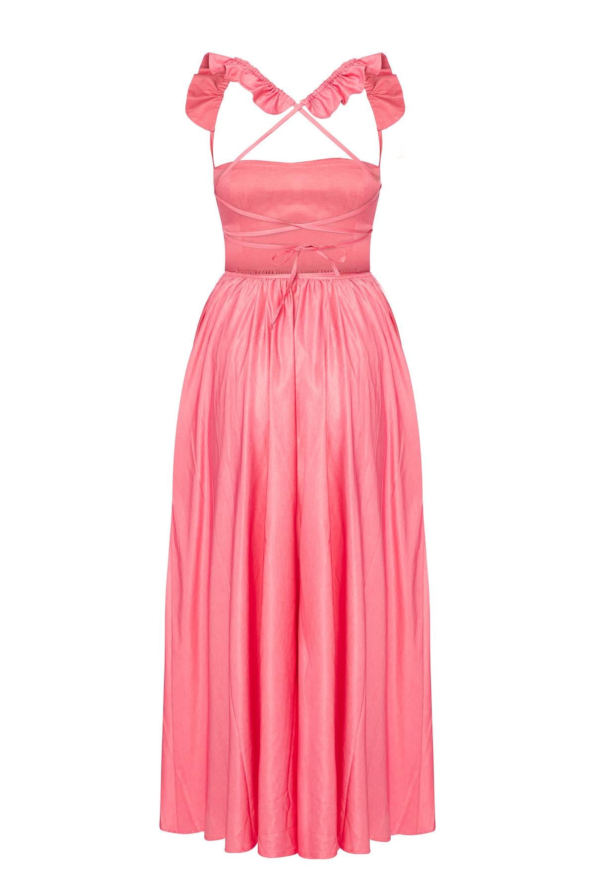 Sırtı Açık Elbise Pembe
