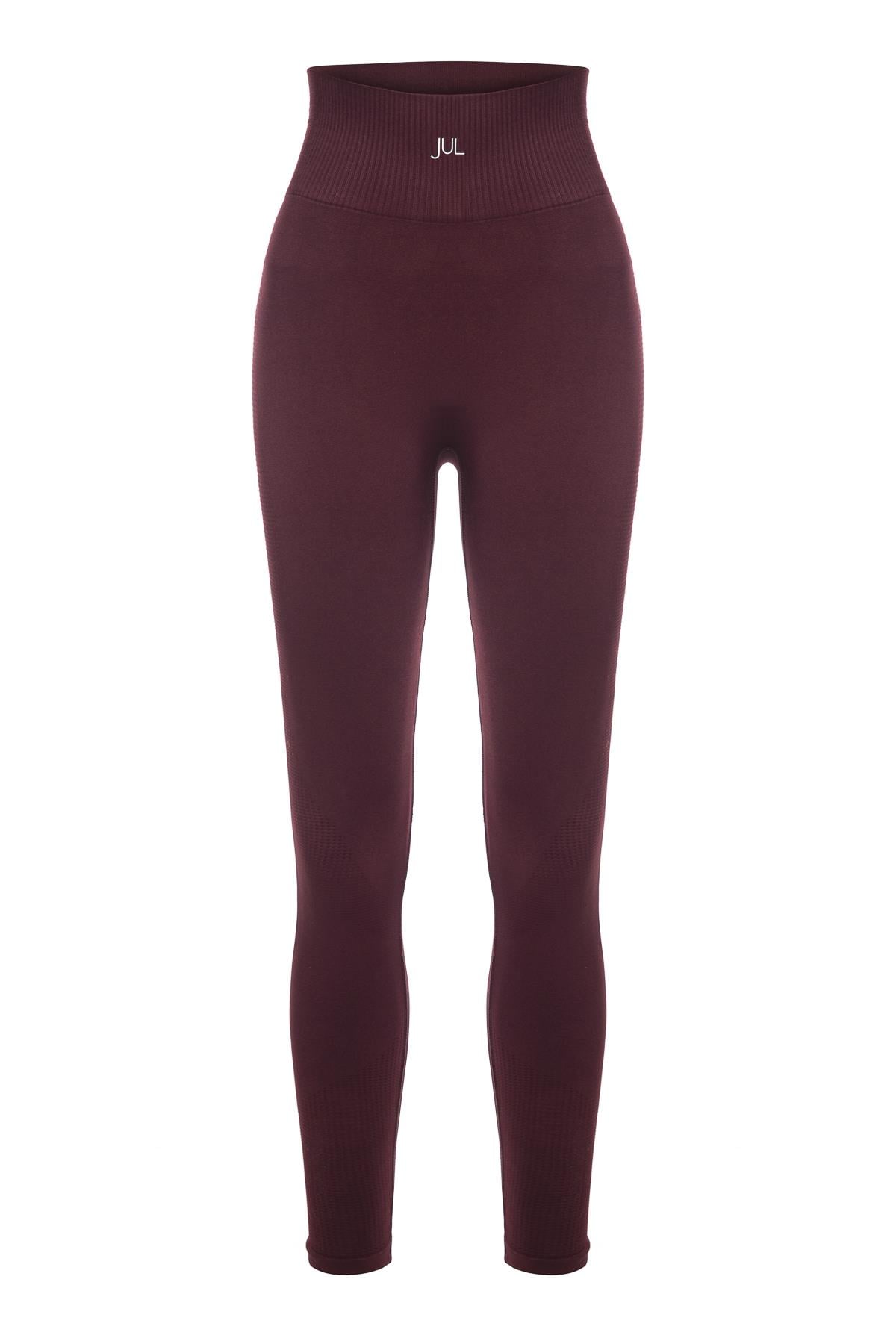 Uzun Kollu Crop Top - Tayt Takım Mat Bordo