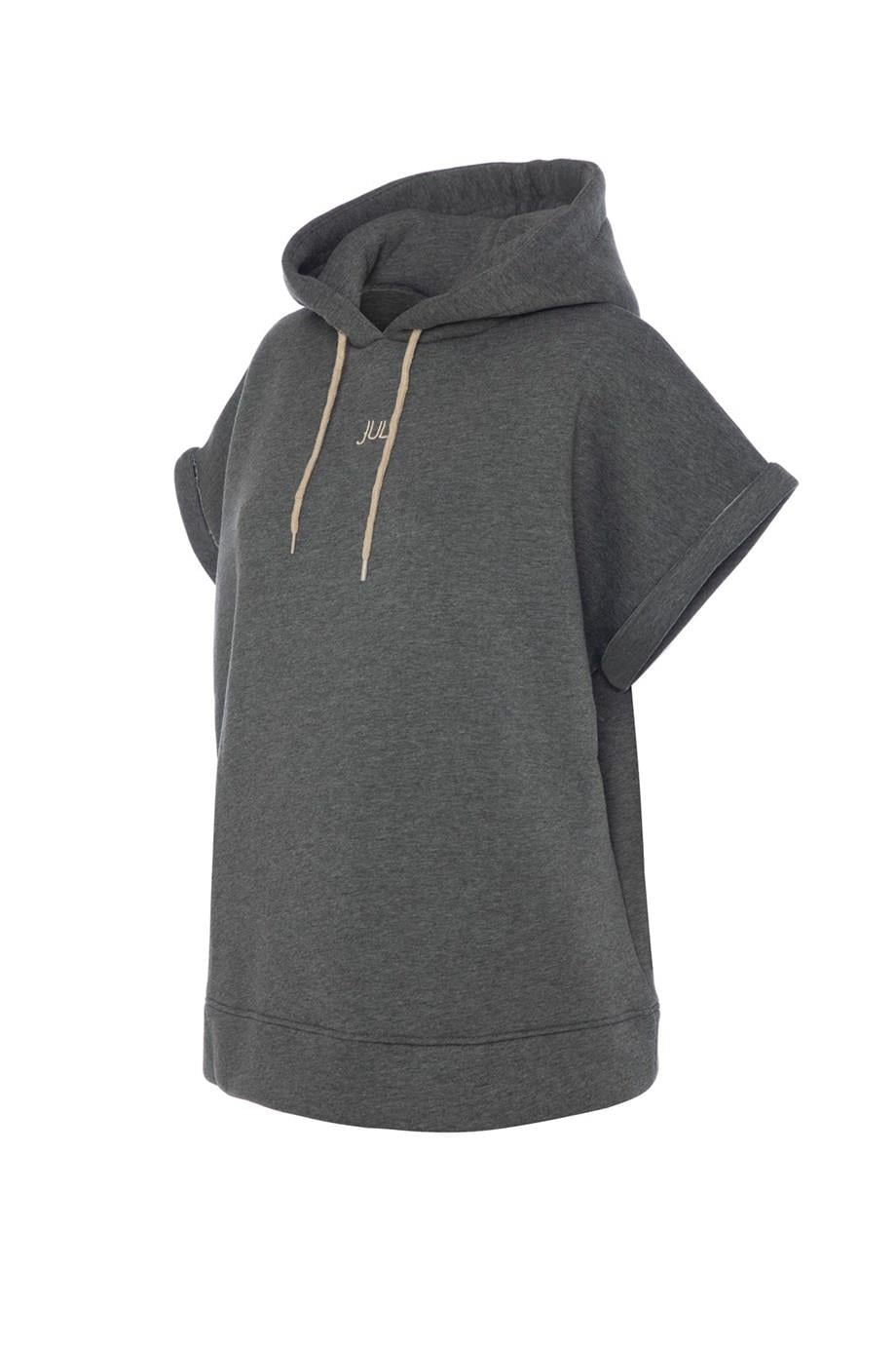 Vatkalı Kolsuz Sweatshirt Şardonlu Gri