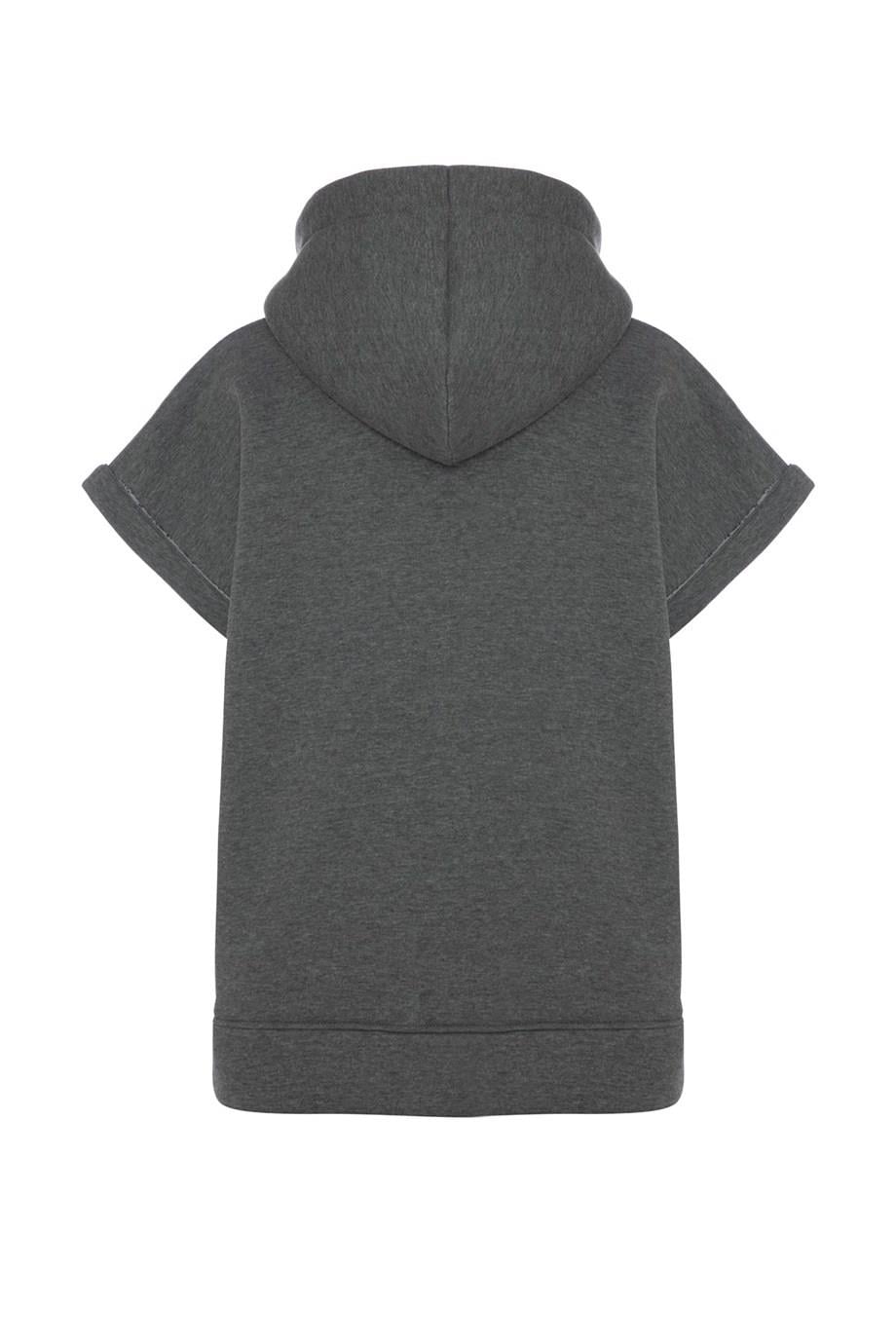 Vatkalı Kolsuz Sweatshirt Şardonlu Gri