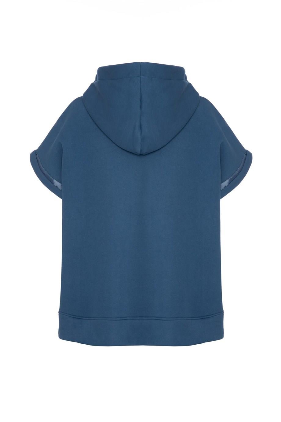 Vatkalı Kolsuz Sweatshirt Şardonlu Mavi