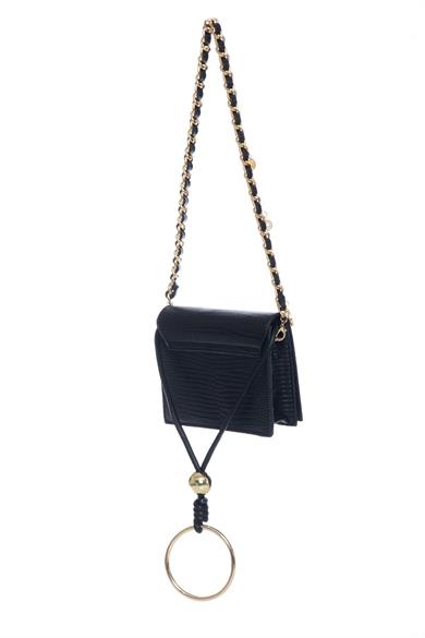 Bileklik Detaylı Çanta Siyah Kroko