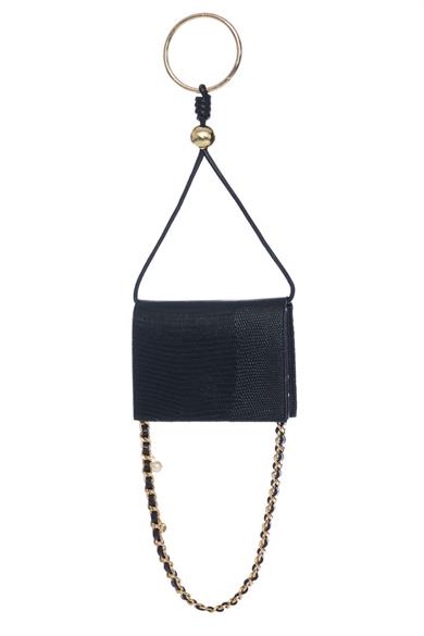 Bileklik Detaylı Çanta Siyah Kroko