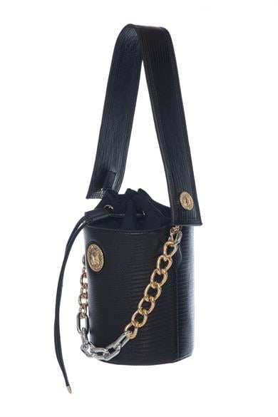 Bucket Çanta Siyah Kroko