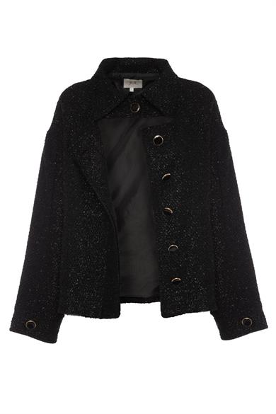 Buklet Yaka Detaylı Ceket Siyah