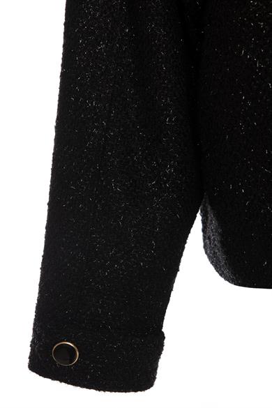 Buklet Yaka Detaylı Ceket Siyah