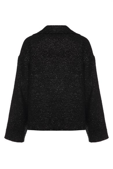 Buklet Yaka Detaylı Ceket Siyah