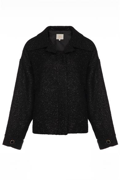 Buklet Yaka Detaylı Ceket Siyah