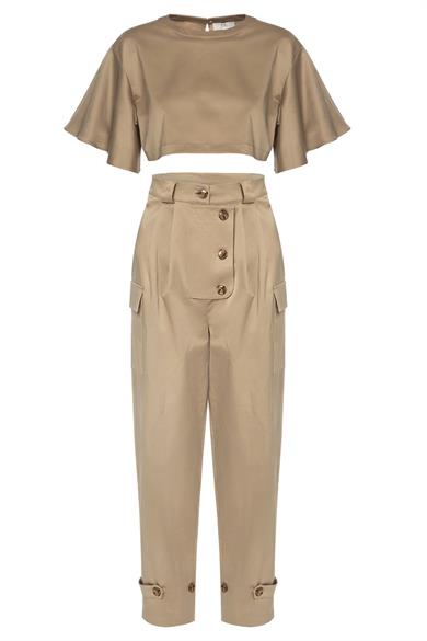 Cepli Pantolon Açık Kahve