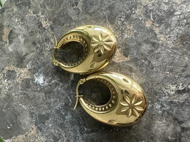 Çiçek Desen Vintage Küpe