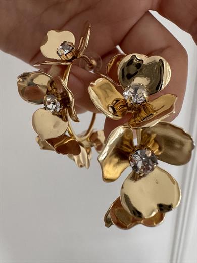 Çiçeli Taşlı Küpe