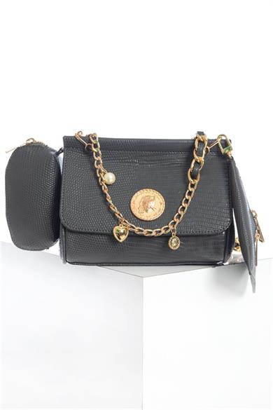 Çift Cüzdanlı Kol Çantası Antrasit