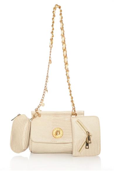 Çift Cüzdanlı Kol Çantası Ekru