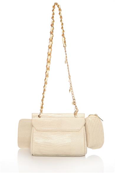 Çift Cüzdanlı Kol Çantası Ekru