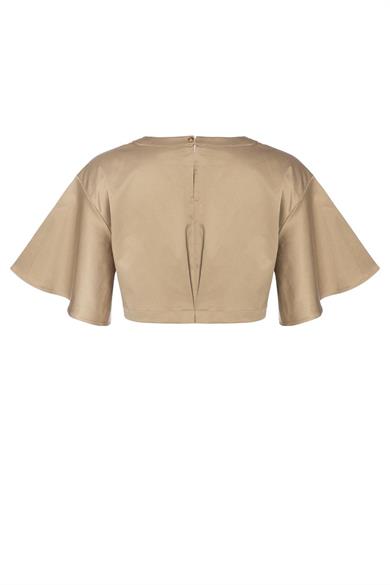 Crop Bluz Açık Kahve