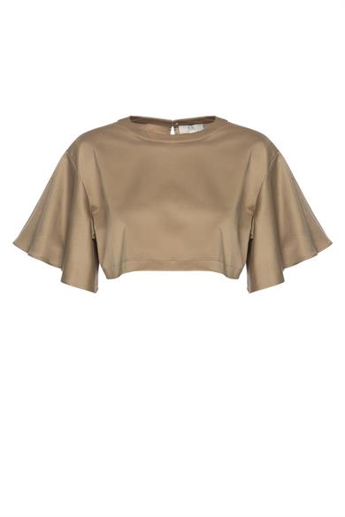 Crop Bluz Açık Kahve