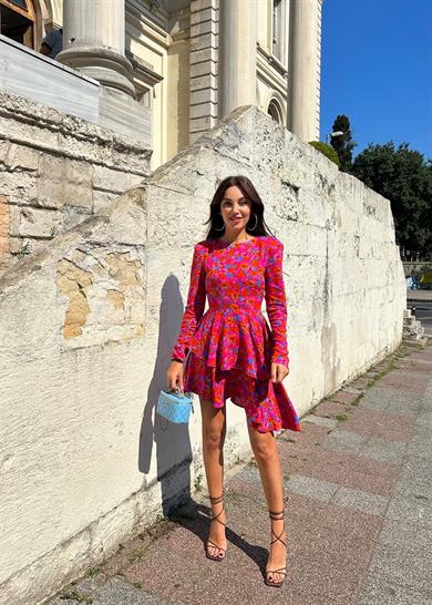 Desenli Vatkalı Elbise Desenli