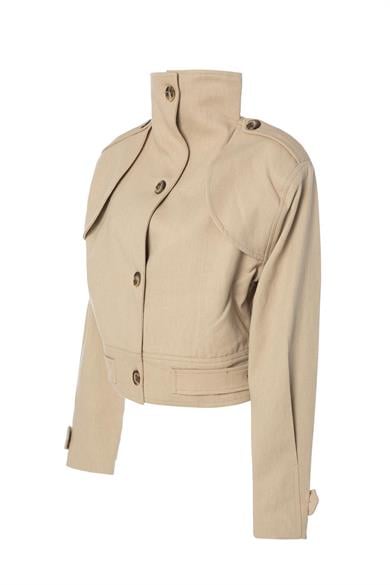 Düğmeli Bomber Ceket Bej