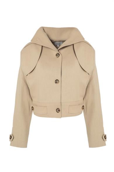 Düğmeli Bomber Ceket Bej