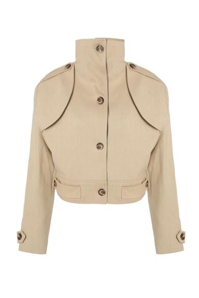 Düğmeli Bomber Ceket Bej