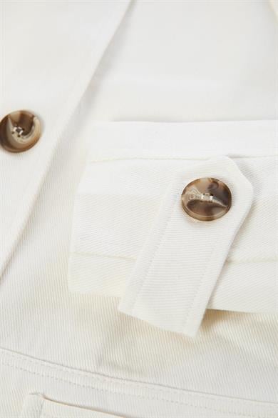 Düğmeli Bomber Ceket Beyaz