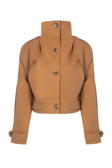 Düğmeli Bomber Ceket Kiremit