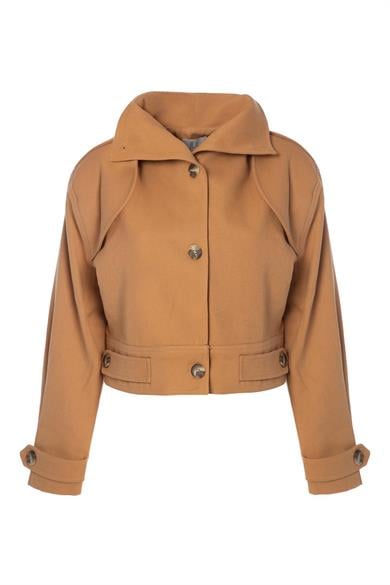 Düğmeli Bomber Ceket Kiremit