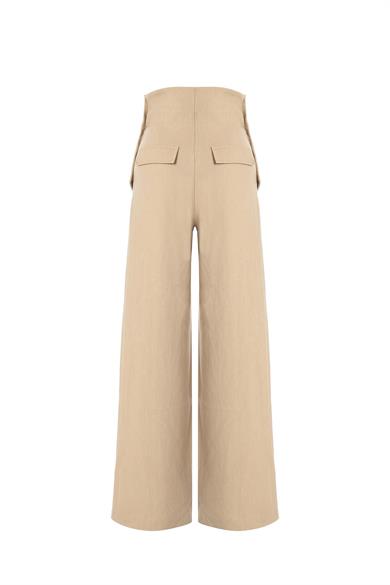 Düğmeli Palazzo Pantolon Bej