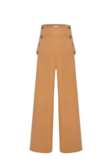 Düğmeli Palazzo Pantolon Kiremit