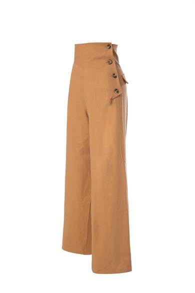 Düğmeli Palazzo Pantolon Kiremit