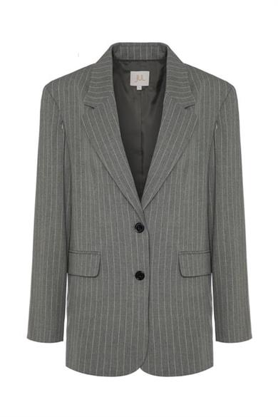 Fermuarlı Ceket Çizgili Gri