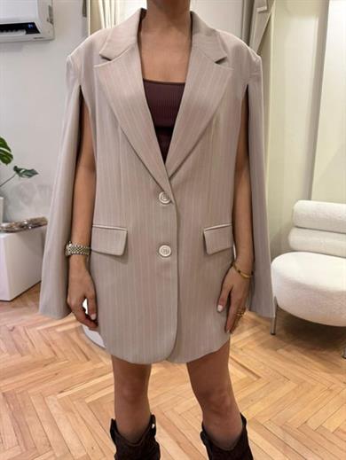 Fermuarlı Ceket Çizgili Taş