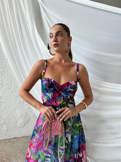 FLORA DRESS BÜSTİYER ETEK TAKIM ÇİÇEKLİ