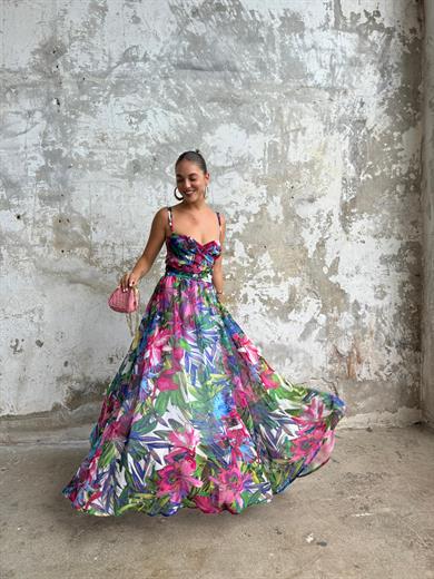 FLORA DRESS BÜSTİYER ETEK TAKIM ÇİÇEKLİ