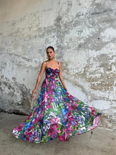 FLORA DRESS BÜSTİYER ETEK TAKIM ÇİÇEKLİ