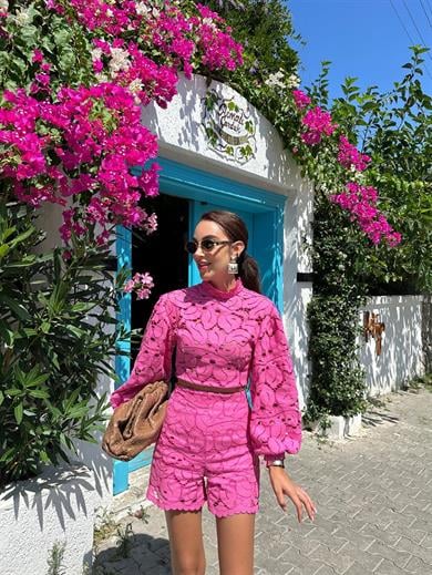Güpür Şort Pembe