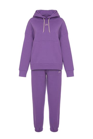 Hoodie Sweatshirt Şardonlu Mor