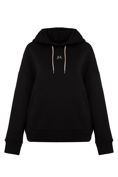 Hoodie Sweatshirt Şardonlu Siyah
