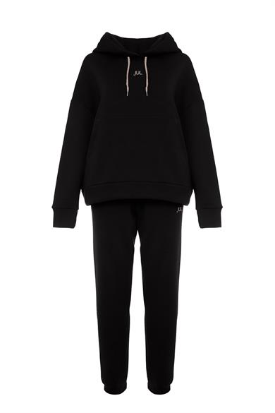 Hoodie Sweatshirt Şardonlu Siyah