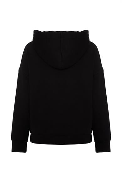 Hoodie Sweatshirt Şardonlu Siyah