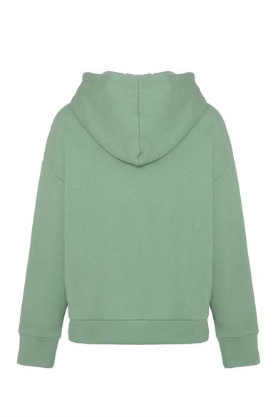 Hoodie Sweatshirt Şardonlu Yeşil