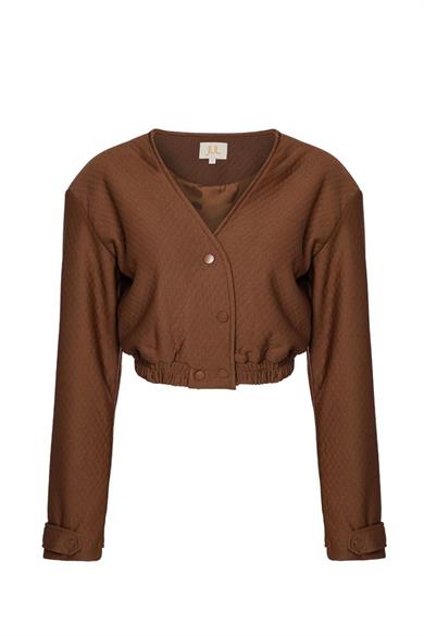 Kapitone Bomber Ceket Kahverengi