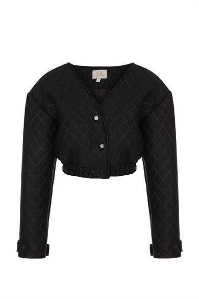 Kapitone Bomber Ceket Siyah