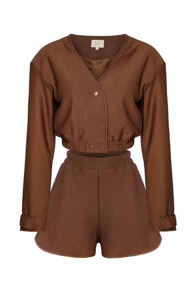 Kapitone Şort Kahverengi