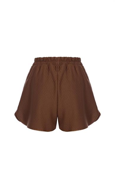 Kapitone Şort Kahverengi