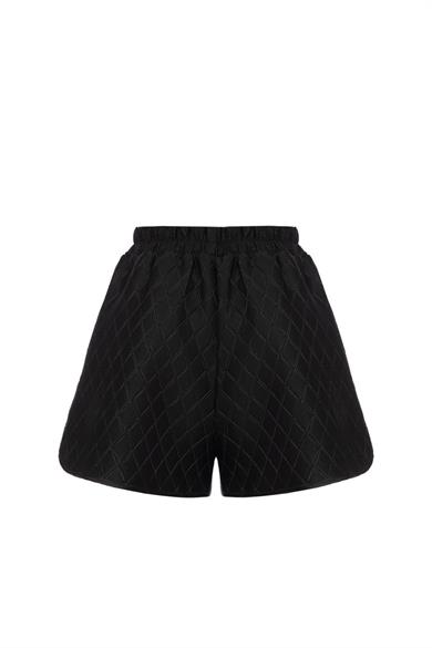 Kapitone Şort Siyah